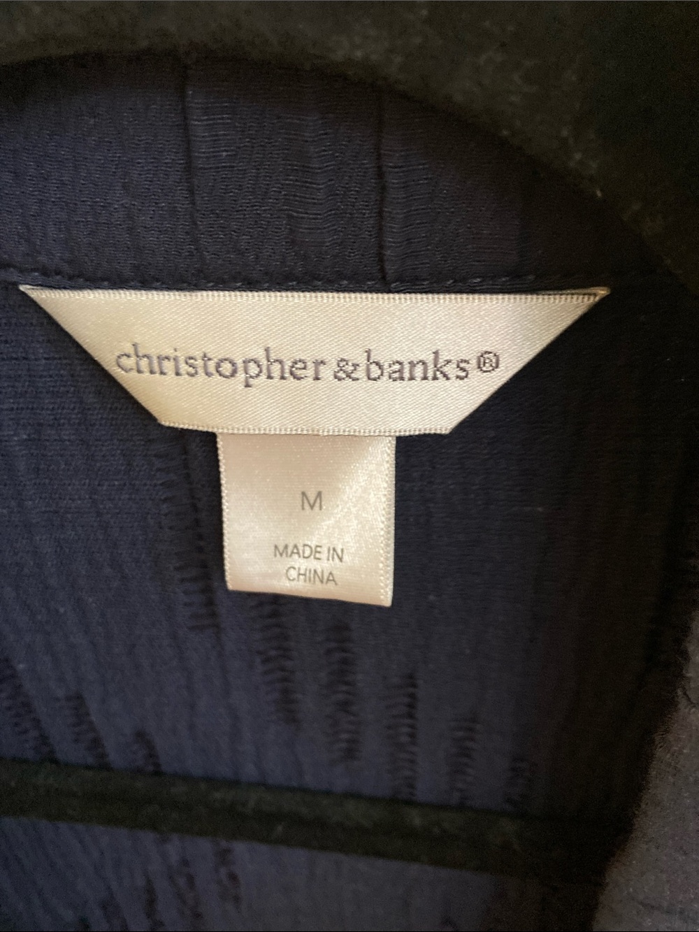 Christopher & Banks Navy Textured Zip Jacket - Picture 2 of 5